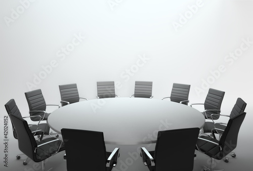 Illustration: Empty meeting room and conference table Empty meeting room and conference table