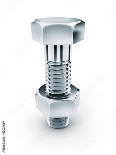 Illustration: bolt with nut 3d-illustration isolated on white background bolt with nut 3d-illustration isolated on white background