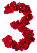 Photo: number 3 made from red rose number 3 made from red rose