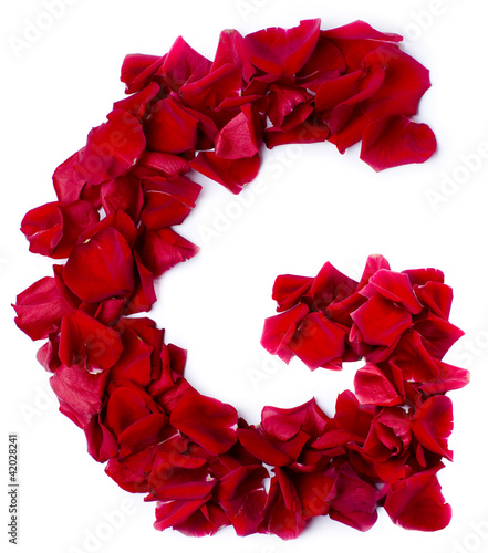 Photo: alphabet G made from red rose alphabet G made from red rose