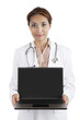Doctor holding a laptop computer