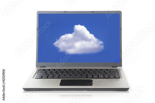 Photo: Laptop with cloud Laptop with cloud