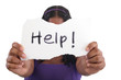 Photo: Teenager with needing help, with help sign. Teenager with needing help, with help sign.