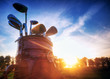 Golf Gear, Clubs At Sunset On ...