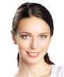 Happy smiling business woman, over white