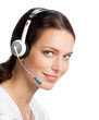 Photo: Support phone operator in headset, isolated Support phone operator in headset, isolated