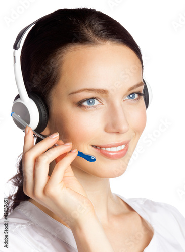 Photo: Support phone operator in headset, isolated Support phone operator in headset, isolated