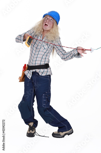 Photo: Electrocuted electrician Electrocuted electrician
