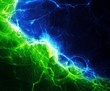 Blue and green abstract lightning