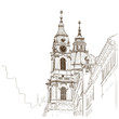 Vektor: Vector sketch of Saint Nicholas Cathedral in Prague Vector sketch of Saint Nicholas Cathedral in Prague
