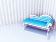 Illustration: Blue sofa in a corner of a room with fashionable design Blue sofa in a corner of a room with fashionable design