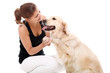 Foto: Happy woman and her beautiful dog Happy woman and her beautiful dog