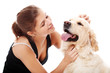 Foto: Happy woman and her beautiful dog Happy woman and her beautiful dog
