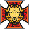 lion head and iron cross