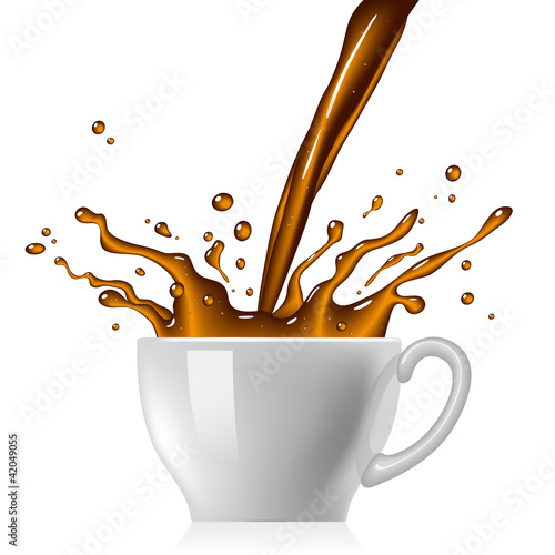 Vektor: Cup of coffee with splash Cup of coffee with splash