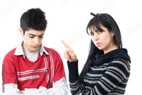 Photo: Strict parenting angry mother with teenage son Strict parenting angry mother with teenage son