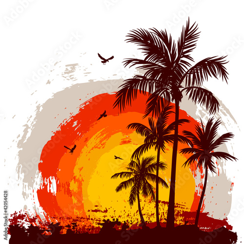 Vector: Tropical sunset Tropical sunset