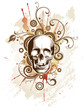Skull on a grunge floral background