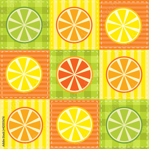 Vector: patchwork with lemon, lime, orange and grapefruit patchwork with lemon, lime, orange and grapefruit