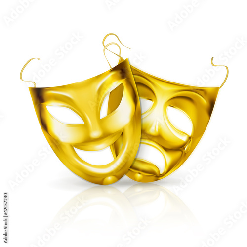 Vector: Gold theater masks Gold theater masks
