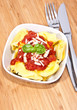 Tortellini in a bowl (view from top)
