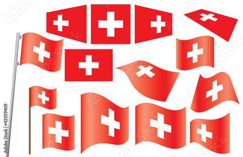 Vektor: set of flags of Switzerland vector illustration set of flags of Switzerland vector illustration