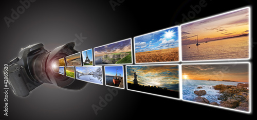 Illustration: Camera reflex taking pictures Camera reflex taking pictures