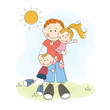 Happy Father's Day, dad and happy children