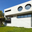 beautiful modern house in cement, outdoor, facade