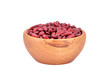 Kidney bean in wooden bowl, isolated on white background