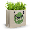 Illustration: Bio - 100% natural shopping bag on white background Bio - 100% natural shopping bag on white background