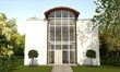 3d villa mit glasfassade