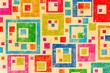 Naive art abstract squares background