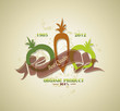 Vector: organic and farm fresh food badge or label organic and farm fresh food badge or label