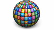 Rotating sphere from color application icons (with mask)