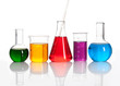 Photo: Group of glass flasks with a colored liqiuds Group of glass flasks with a colored liqiuds