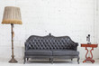 leather sofa in white room