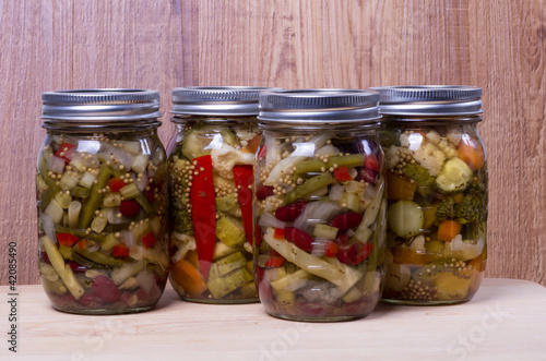 Photo: Preserved fresh vegetables in jars Preserved fresh vegetables in jars