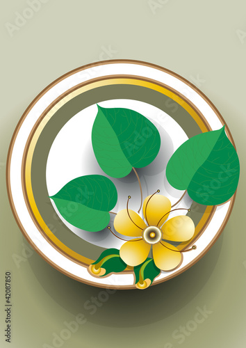 Vektor: Oval frame with a delicate yellow flower Oval frame with a delicate yellow flower