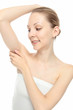 Photo: Caucasian woman raising their hands Caucasian woman raising their hands