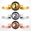 Set of Medals with ribbon. vector illustration.