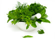mortar with herbs