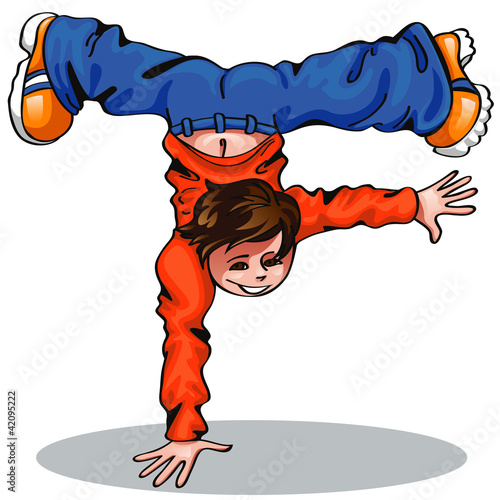 Vector: Dancing boy stands on his arm Dancing boy stands on his arm