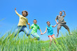 kids play in wheat field