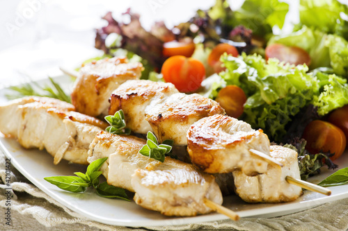 Photo: Three Chicken Skewers Three Chicken Skewers
