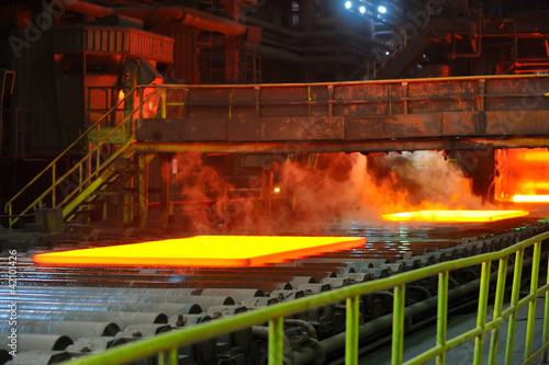 Photo: hot steel on conveyor hot steel on conveyor