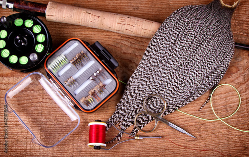 Photo: Collection of fly tying and fishing equiptment Collection of fly tying and fishing equiptment
