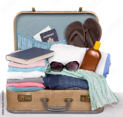 Photo: Packed vintage suitcase Packed vintage suitcase
