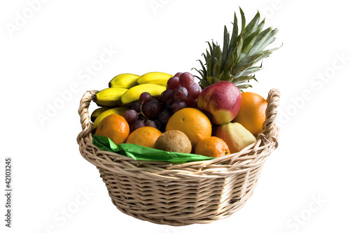 Photo: Fruit basket isolated on white background Fruit basket isolated on white background