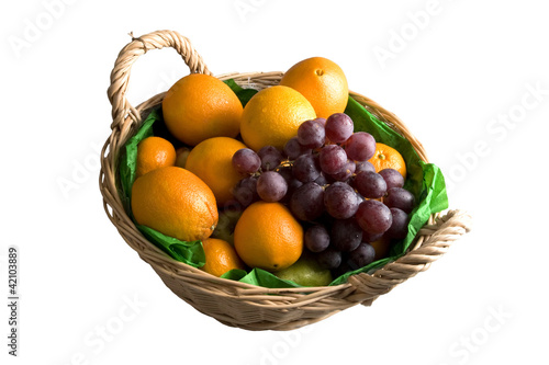 Photo: Fruit basket isolated on white background Fruit basket isolated on white background